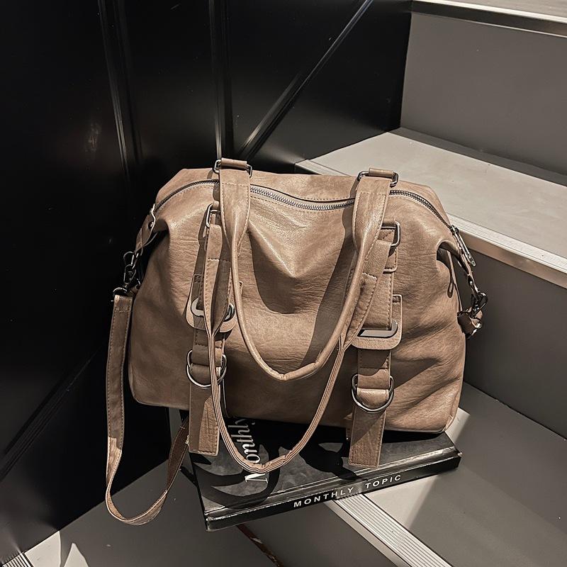 Dámská taška s velkou kapacitou, středověká měkká kožená taška přes rameno