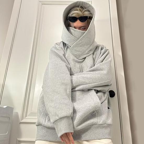 Herre Hettegenser Ensfarget Hette Langermet Pullover Fortykket Kuldebestandig Rullekrave Hip Hop Høst Hettegenser for Dating