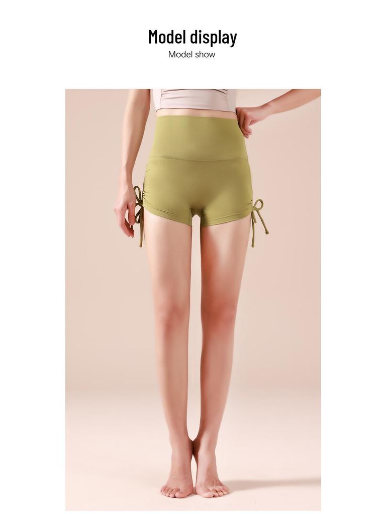 Women's Seamless Hip-Lifting Yoga Shorts with Drawstring - Nude Feel Three-Point Running & Fitness Hot Pants