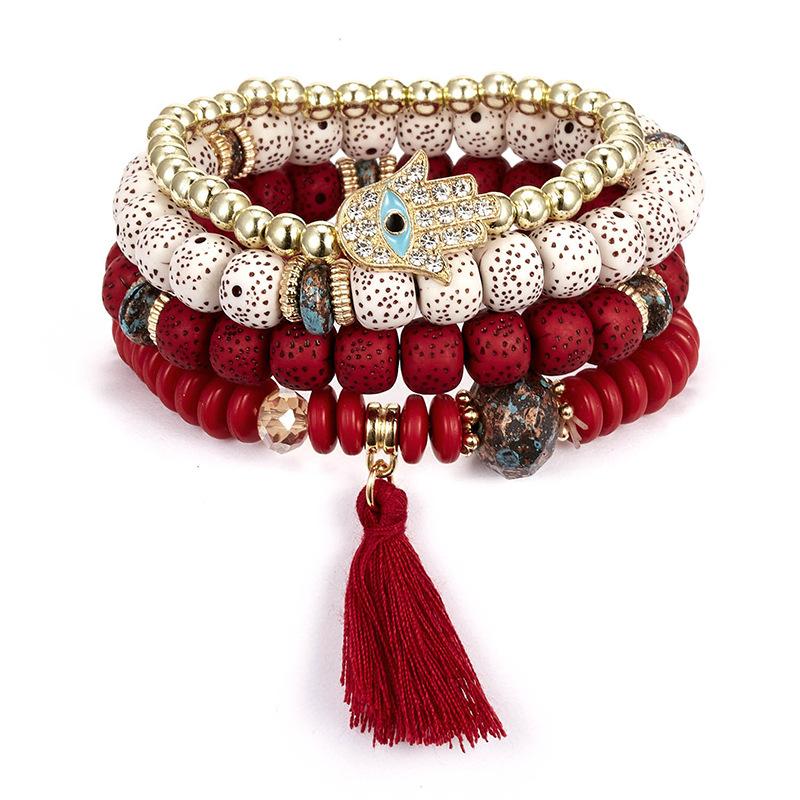 Nepal Bodhi Bracelet Ethnic Style Multi-Layer Bracelet Xizang Tourism Personality Beaded Tassel Jewelry Generation