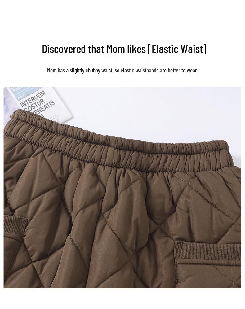 2025 Autumn/Winter Warm Elastic Waist Cotton Pants for Middle-Aged & Elderly Women - High Waist Slim Fit