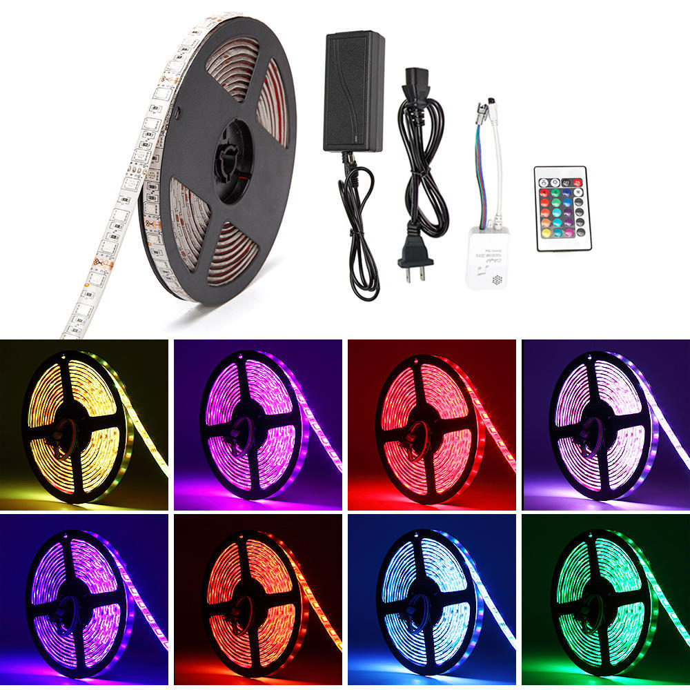 

RGB IP65 Водонепроницаемая красочная музыкальная активированная светодиодная лента 5050 Лампа с бусинами 5 метров Открытый сад