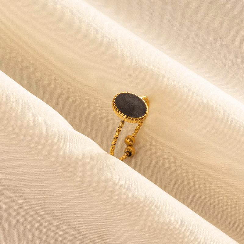 Balck Enamel Gold Plated Heart Fire Evil Eye Stainless Steel Ring Vintage Finger Jewelry Sun Moon Star Rings For Women Men Bague