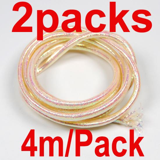 

[2 упаковки/4 м] голографический майларовый шнур цвета золота, серебра и жемчуга Flashabou Minnow, оплетка для тела, трубка для завязывания рыбных мух, материал 3 мм 2 packs / 4m