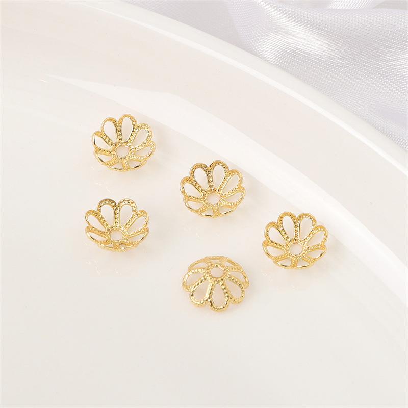 14K Gold Filled Flower Cap Bracelet DIY Jewelry Accessories with White Gold Beaded Spacers