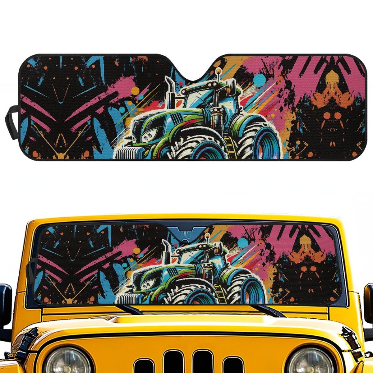 Universal Tractor Print Off-Road Vehicle Windshield Sunshade Universal