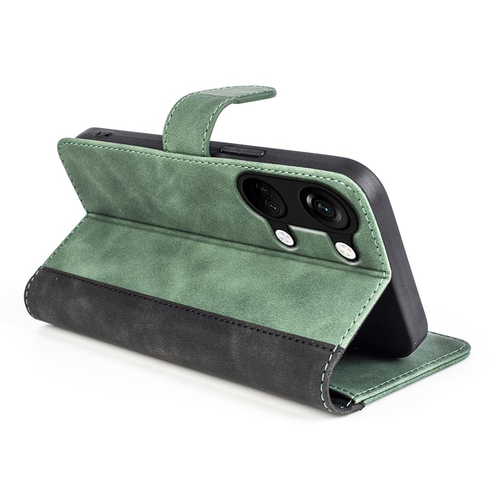 Wallet Shell for OnePlus Ace 2V/Nord 3 5G PU Leather Phone Cover Dual-color Splicing Stand Case