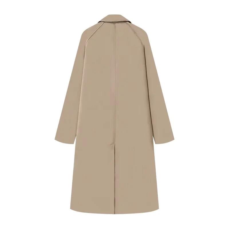 Women's European and American Style Lapel Single-Breasted Trench Coat - Workwear Inspired Fashion Jacket