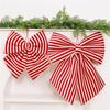 Snoepstokpatroon Kerststrik Ornament Zachte Stof Hangend Accent voor Boom, Krans, Cadeaupresentatie en Feestelijke Kamer