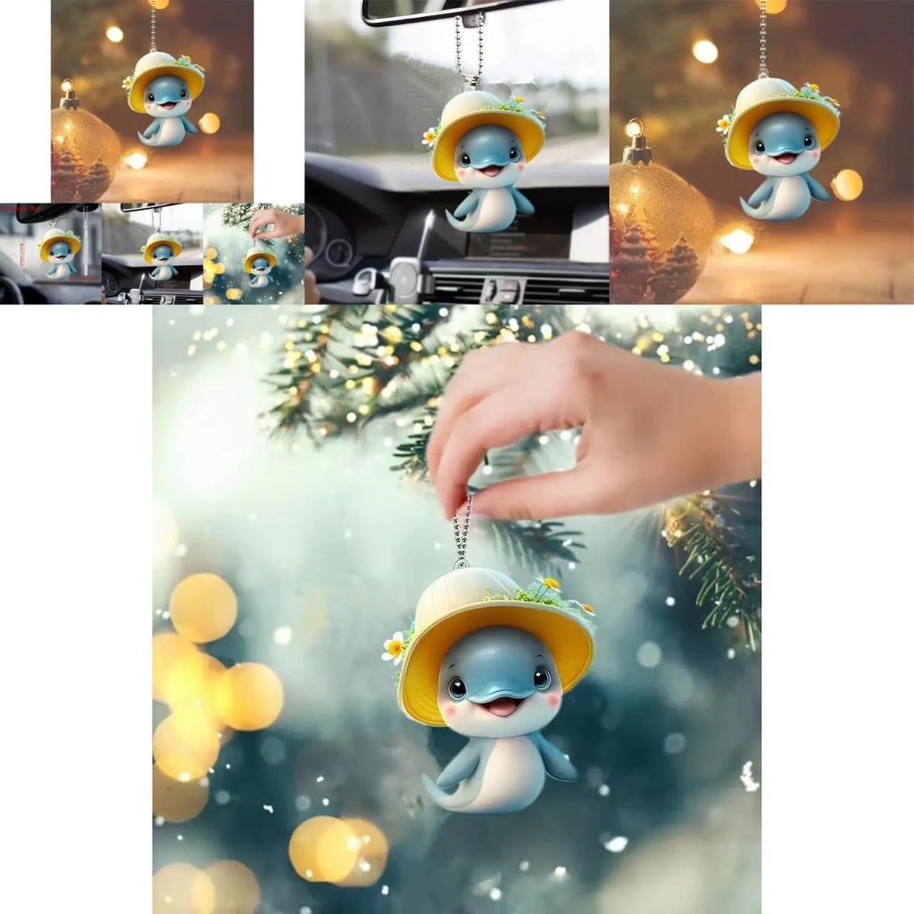 Adorable Acrylic Dolphin Car Pendant Charming Cartoon Vehicle Decor For Your Auto