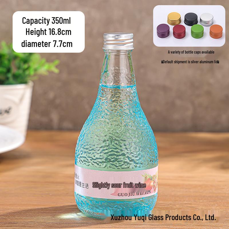 In-Stock Orange Peel Texture Wine Glass Bottle for Home Brewing - Small Sealed Bottle for Fruit, Plum, Red Wine.