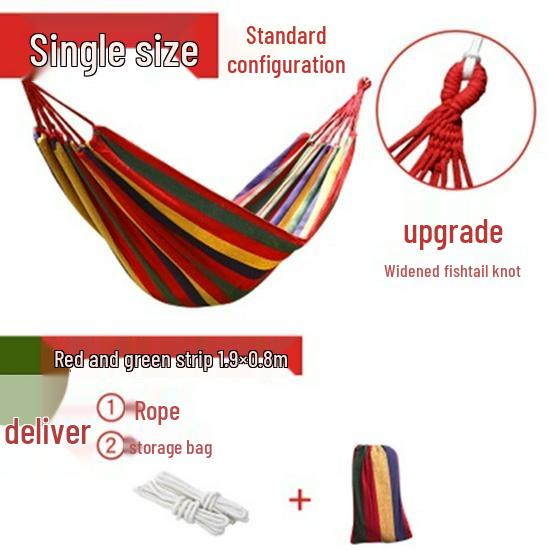 Outdoor Double-Thick Canvas Hammock with Bent Wood Design and Anti-Rollover Feature