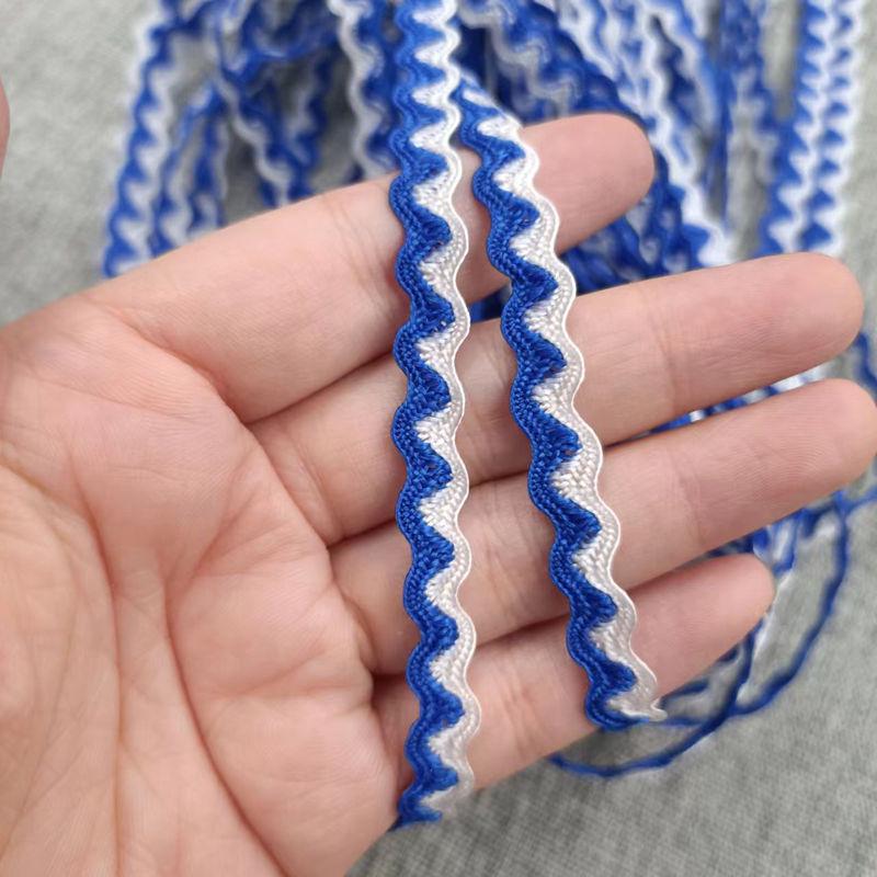 5mm S Şeklinde İki Renkli Dalga Desenli Kavisli Kemer DIY Giyim Aksesuarları için Denizci Dantel Şerit