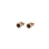 European & American Creative Titanium Steel Roman Numeral Black Round Earrings, Chic Women's Rose Gold Studs.