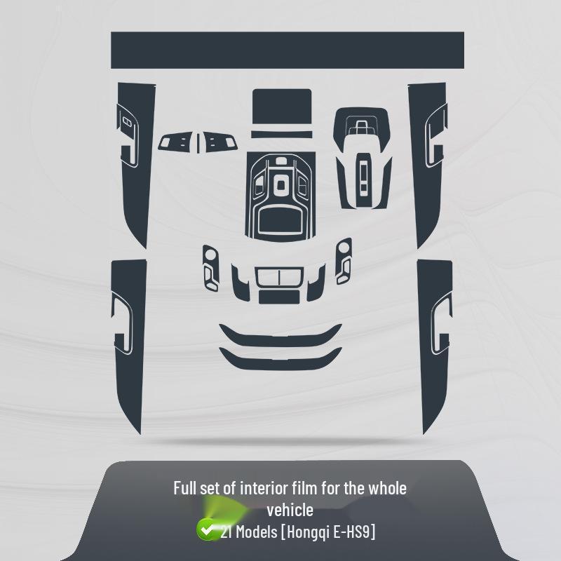 Suitable for 21-25 Hongqi EHS9: Transparent TPU Interior Film for Console, Gear Shift, Navigation Screen - Scratch Protection.
