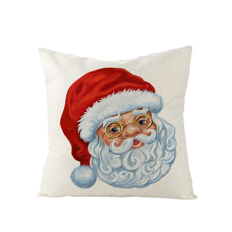 Christmas Pillow Case Red and Black Plaid Christmas Tree Snowflake Polyester Series Printed Sofa Cushion