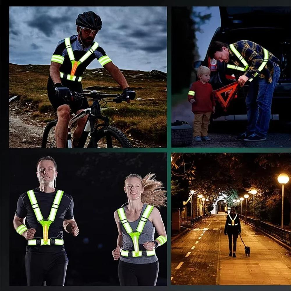 High Visibility Night Running Vest Adjustable Sports Vest  for  Night Warning Work Fishing