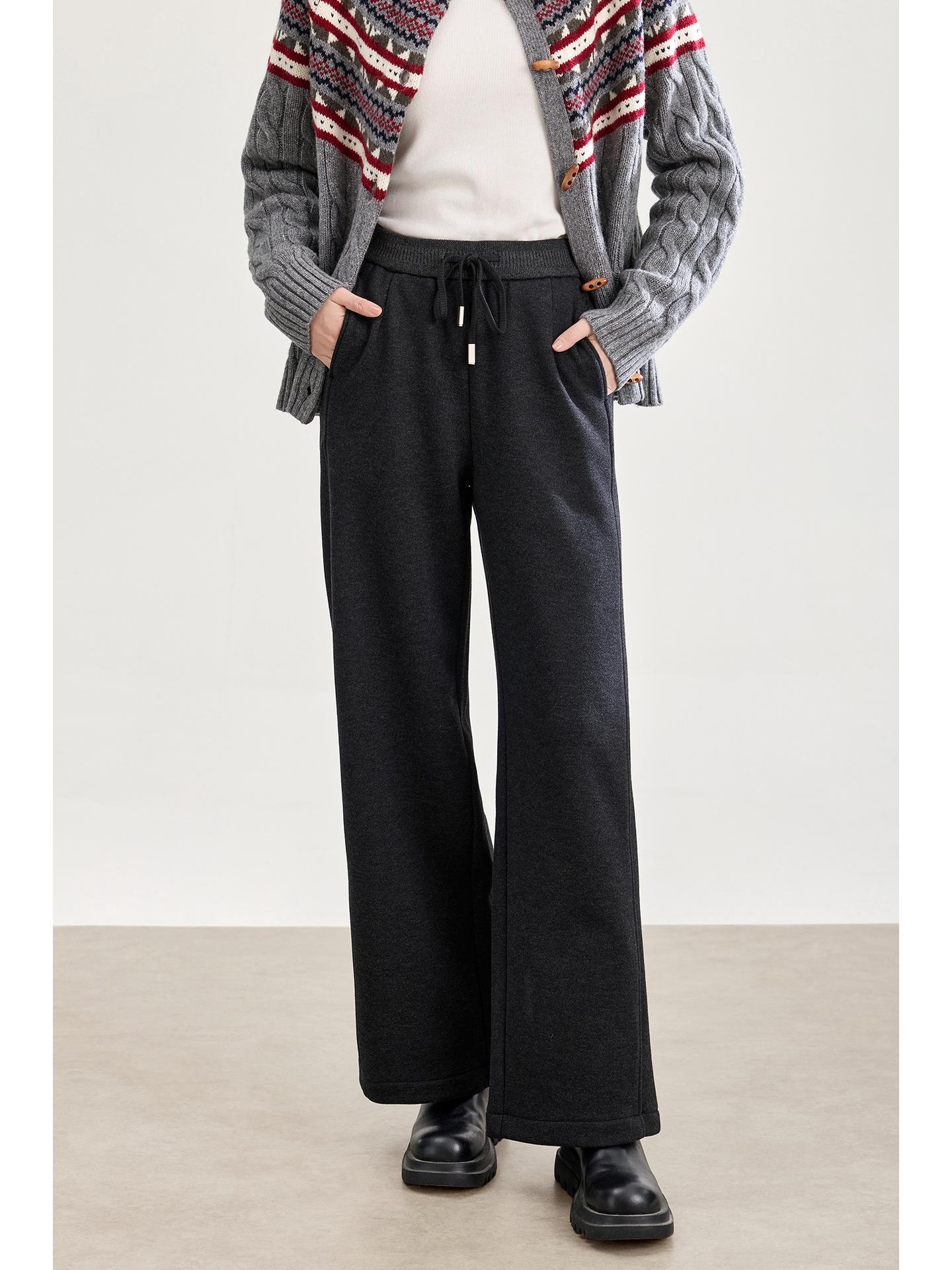 

Minimalist Plush Lyocell-Wool Blend Casual Pants - Sticky Rice Design XXL черный серый