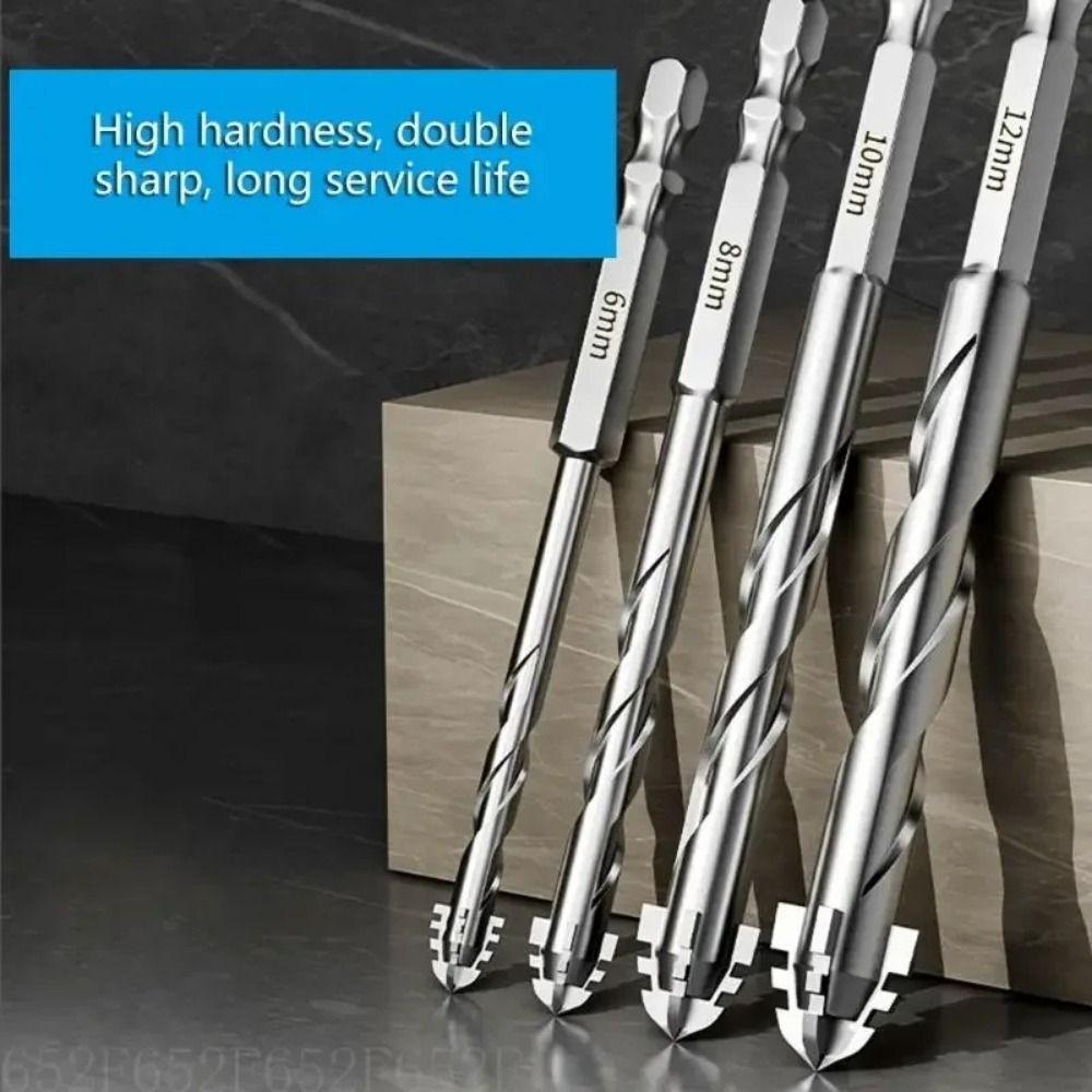 6/8/10/12mm Drill Bit Set Four Edged Electric Drill Bit Multi-purpose Punching Tool  Metalworking