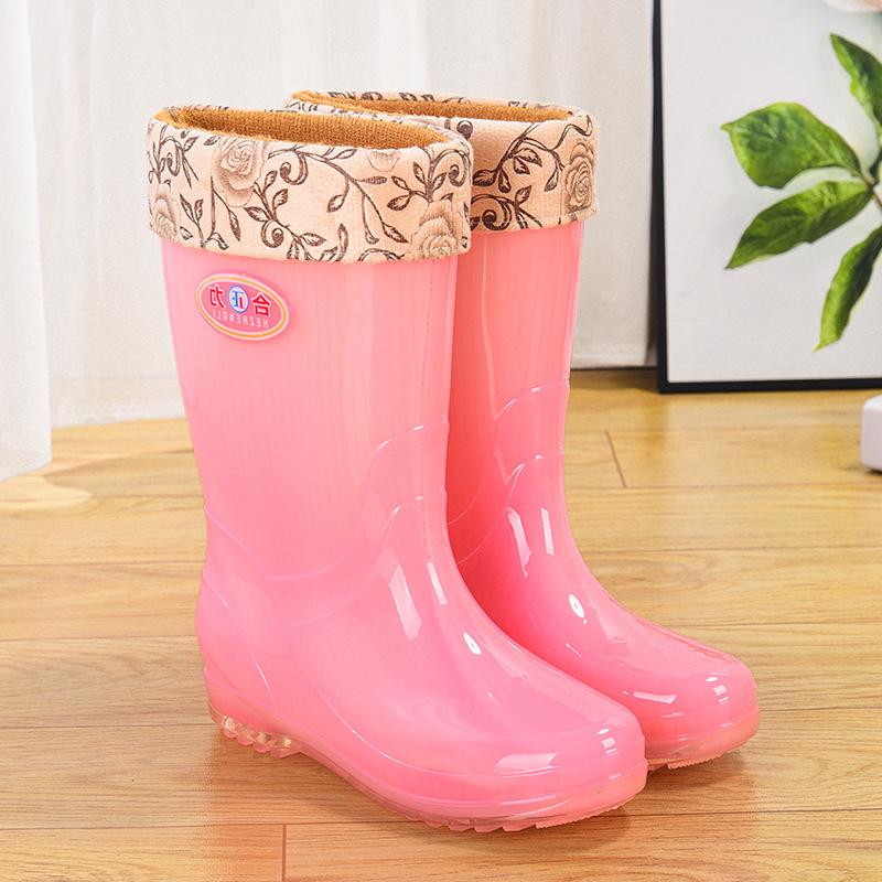 Non-slip short rubber shoes rain shoes women's summer rubber boots jelly waterproof shoes transparent medium tube plastic laundry overshoes