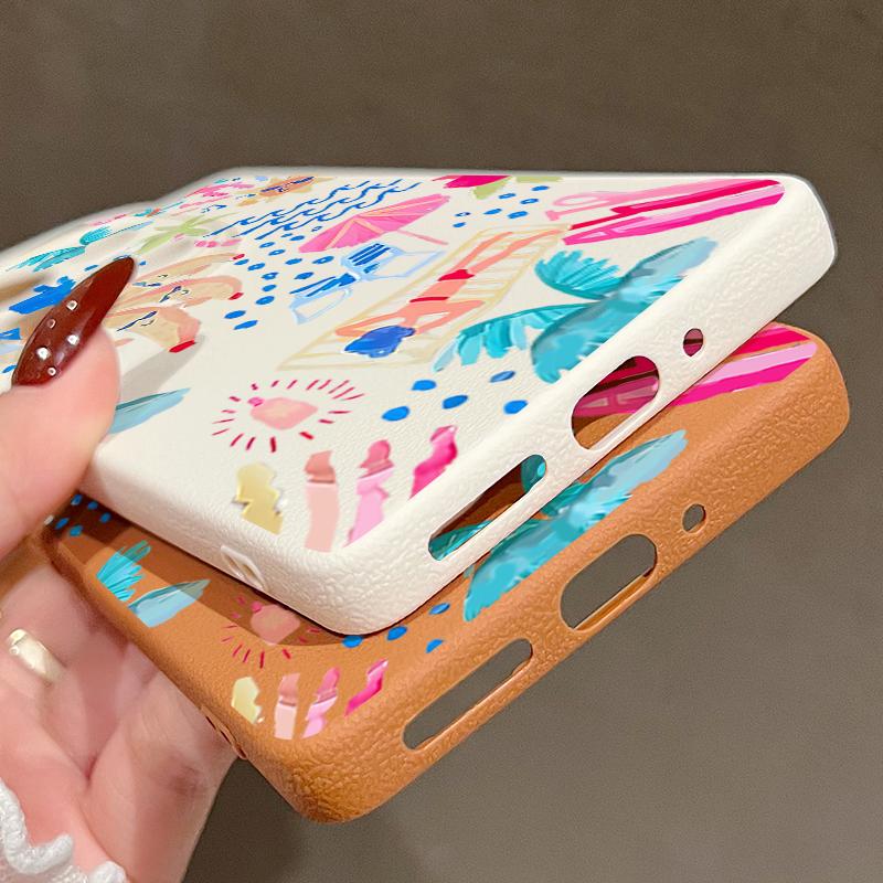 Kreslený pouzdro na malování na dovolenou pro Xiaomi Redmi Note 14 13 Pro 5G 4G 12 11 Funda Xiaomi 14T 13T 11T Pro Silikonový kryt s koženou texturou