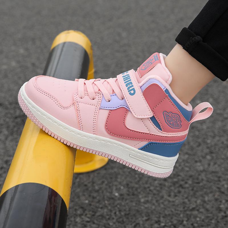 Dámské zimní vysoké sportovní boty 2025, podšité sametem pro teplo, dvouvrstvá bavlna, pro střední a starší děti.