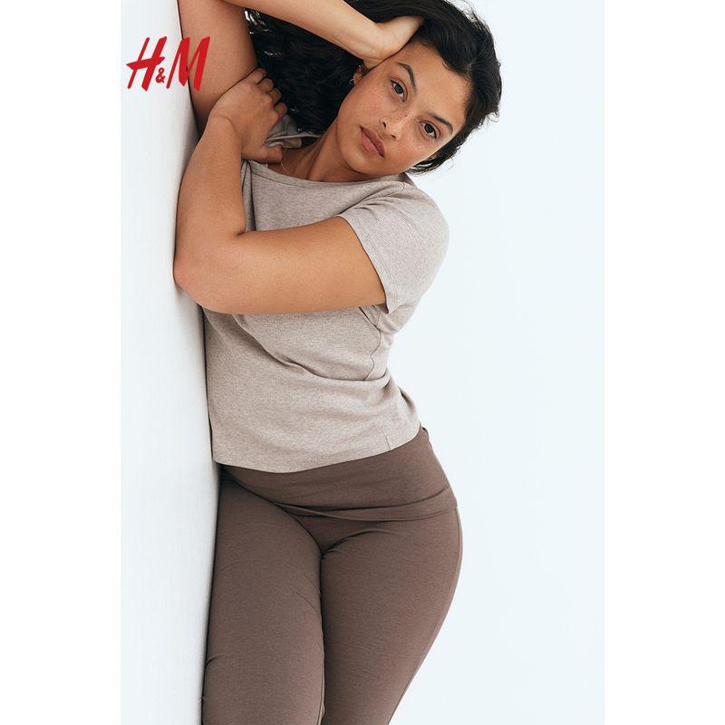 

HM Women s Clothes Casual Pants 2025 Summer New Fashion Trendy Casual Soft Jersey Bell-Bottom Pants 1242094 Dark gray 155/64(XS)