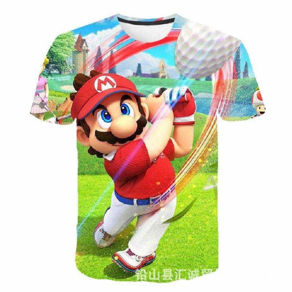 New Mario Short-sleeved 3D Printed Parent-child T-shirt Anime Cartoon Short-sleeved Round Neck Summer Children's Clothing
