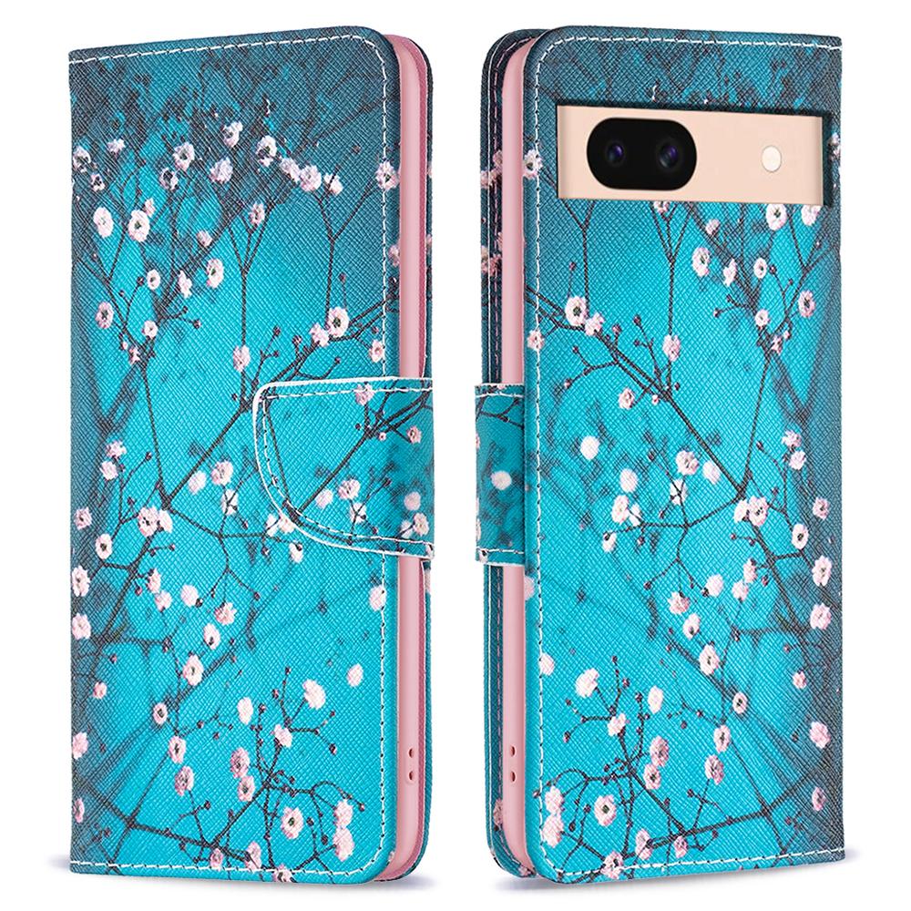 

For Google Pixel 8a Case Pattern Printing Wallet Leather Phone Cover Plum Blossom