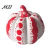 Autumn Harvest Table Centerpieces Ceramic Pumpkin Sculpture, Modern Polka Dot Figurine, Farmhouse Fall Seasonal Mantel Decor Tabletop Decoration