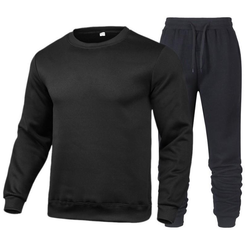 Mens Casual Sportswear Set Long Sleeve Hooded Top Full Length Pants Cotton Blend Comfort Fit