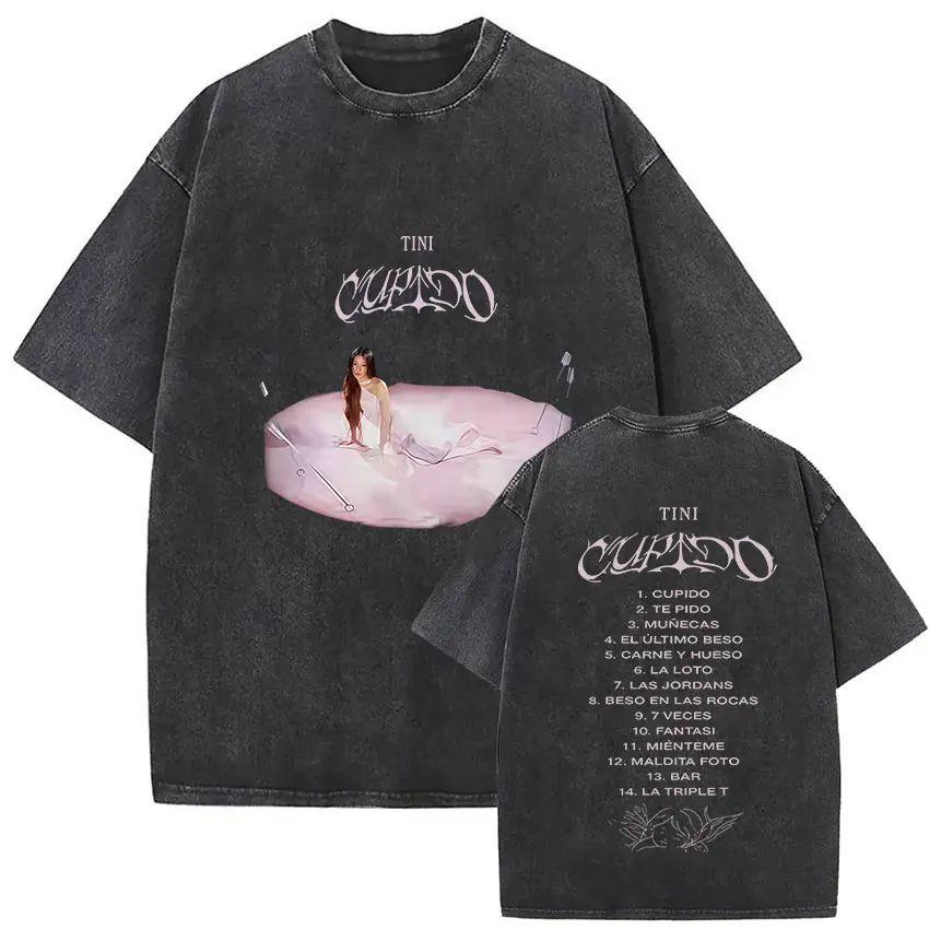Y2K Hip Pop T Shirts Singer Tini Stoessel Futtura Album Summer Fashion Retro Washed Oversized Tshirt Print Street Wear Unisex