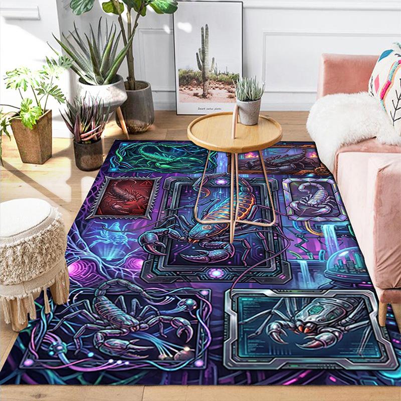 Cybernetic Scorpion Evolution Pattern Rug Floor Mat for Living Room or Bedroom Soft and Comfortable Carpet a Gift for Birthday and Holiday.