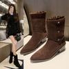 Fashion Booties Women's Block Heel French Niche Short Boots Women's 2025 Autumn and Winter Pointed Toe Block Heel Skinny Fashion Boots