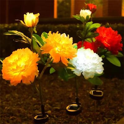 Solar Powered Solar Garden Lights Simulation Flower LED Solar Lawn Light Peony Lamp Auto On/Off Ground Plug Light