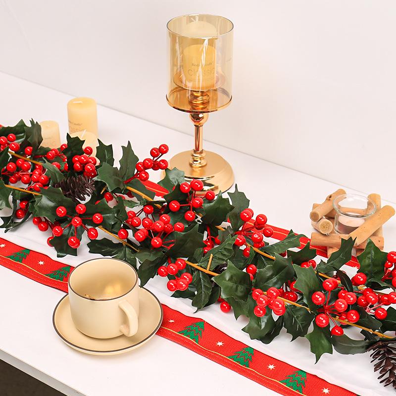 Red Berry Christmas Vine Decoration with Simulated Leaves