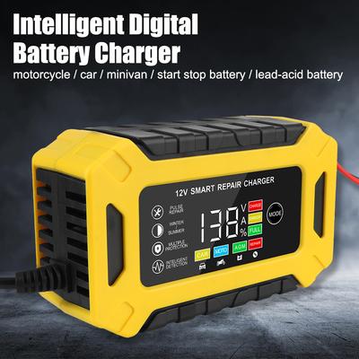 Digital LCD Display Wet Dry Lead Acid Gel Charger Smart Truck Motorcycle Charger Pulse Repair 12V 6A Car Auto Battery Charger