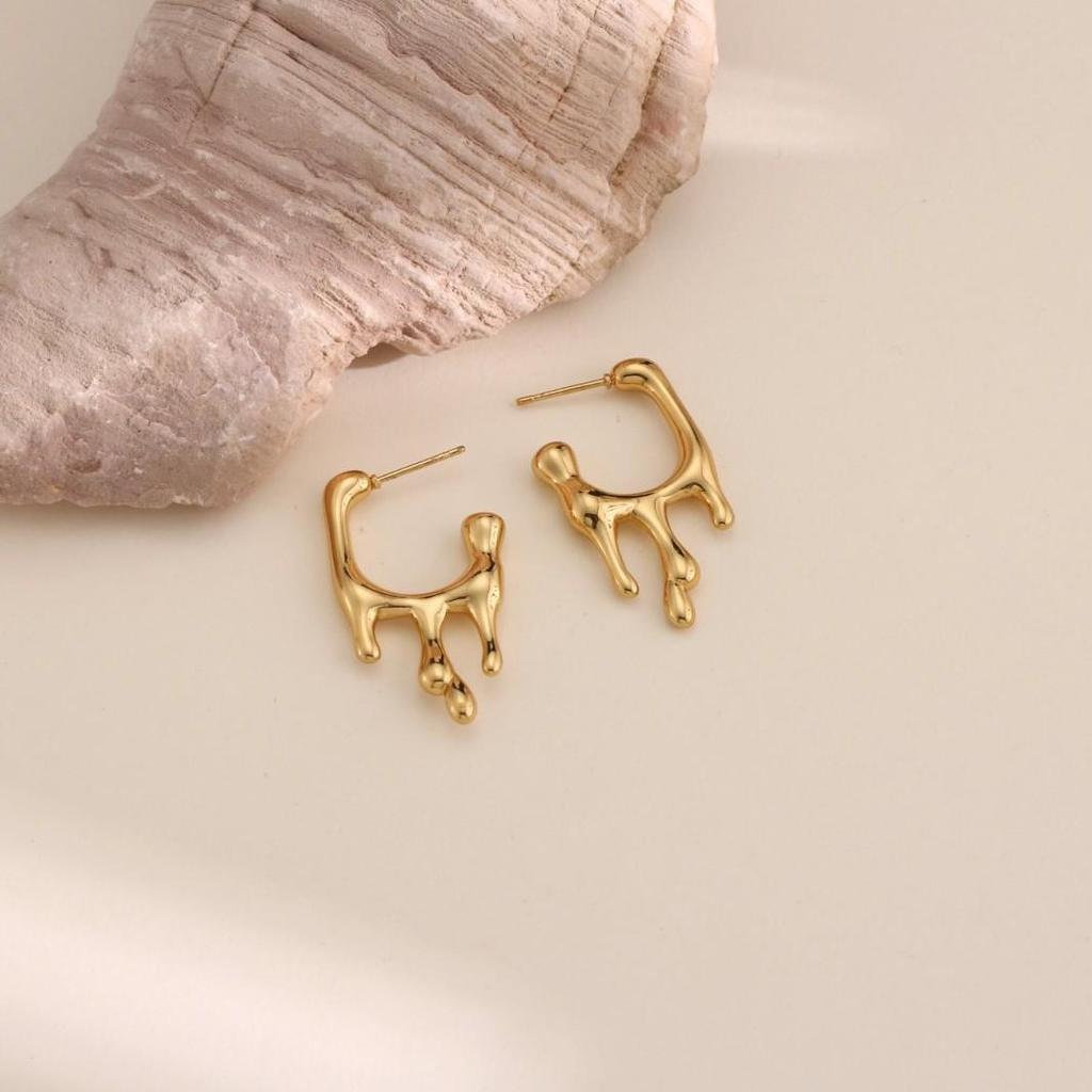 18k Gold-Plated Titanium Steel Geometric Stud Earrings for Women