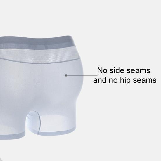 Men Boxer Underwear Mid-rise Elastic Waistband Breathable Mesh Shorts Briefs Solid Color Summer Ice Silk Cooling Panties