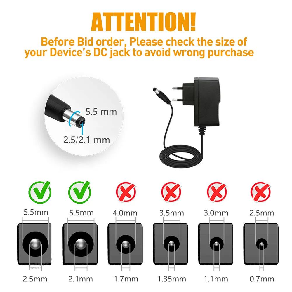 US/EU 100-240V AC 12.6V 1A 18650 Lithium Battery Charger, 12V 1A Portable Screwdriver Wall Charger with DC 5.5 * 2.1 MM Plug