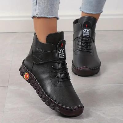 Damen Weiche Sohle Plüsch Innen Warm Winter Schneestiefel, Klettverschluss Rutschfeste Stiefeletten, Komfort Outdoor Flache Sneakers