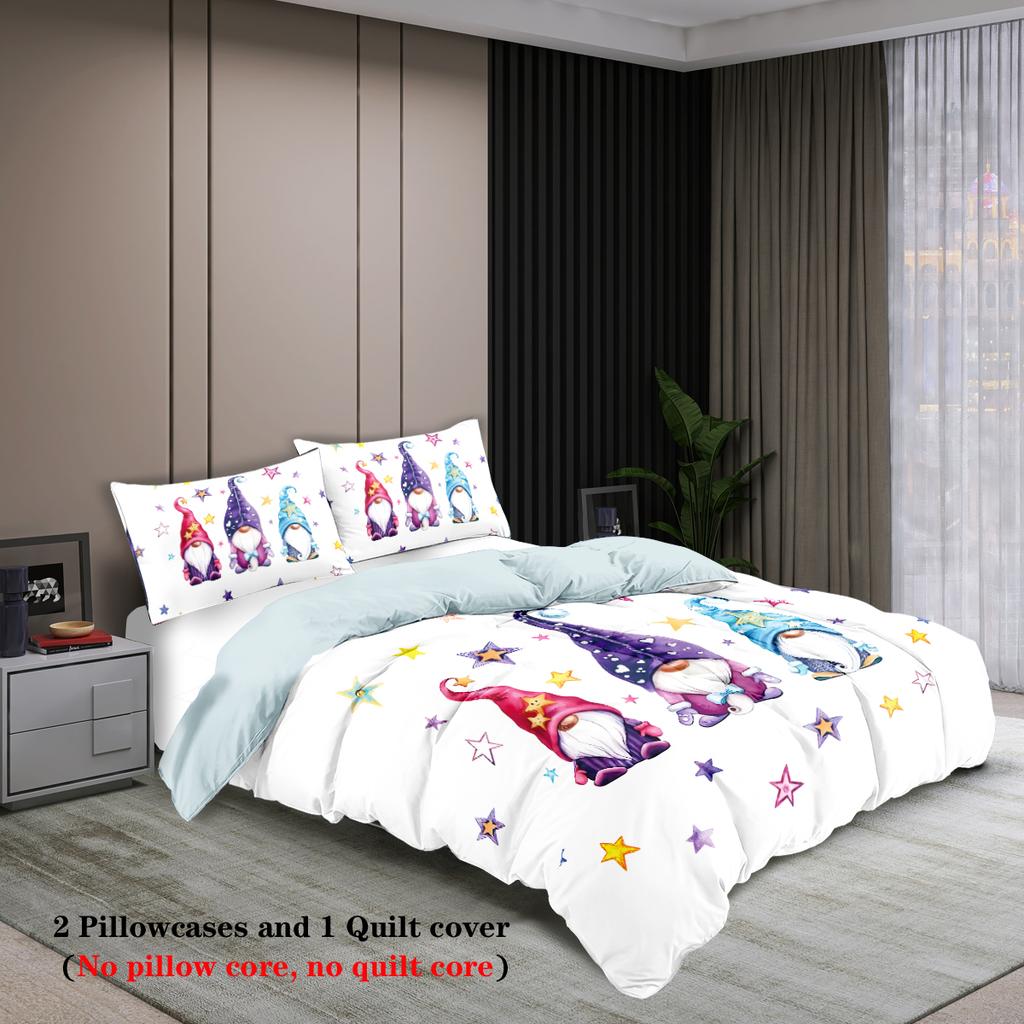 3pcs Merry Christmas themed, Santa Claus pattern bedding set, for teenagers and adult's bedroom, a fun Christmas gift