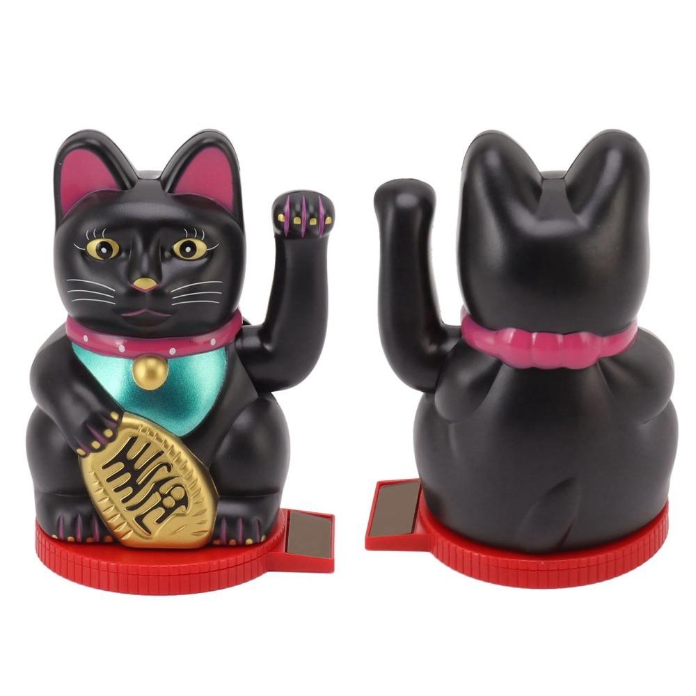 Plastic Rotatable Base Fortune Cat Solar Induction Cat Figurine Home Decoration