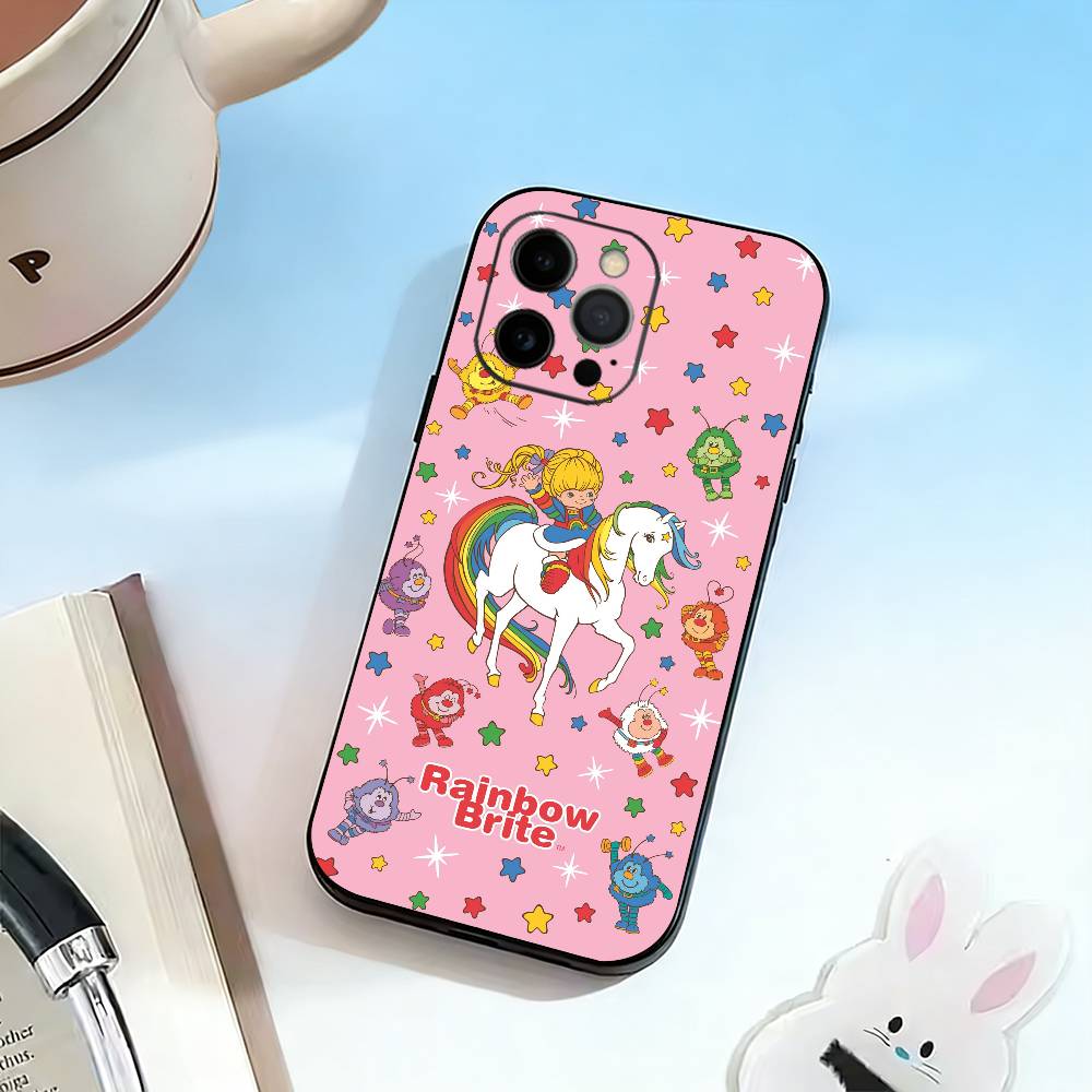 Color Kids Rainbow Brite Phone Case For iPhone 17,16,15,14,13,12,11 Plus,Pro Max,XS,Soft Silicone Black Cover