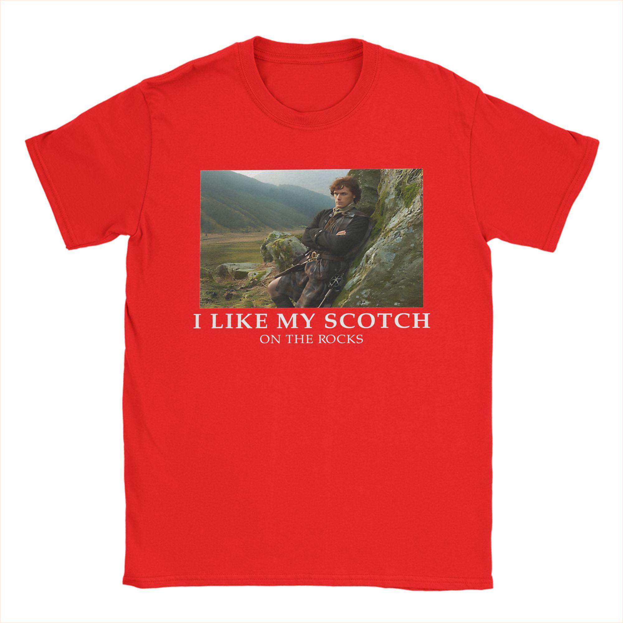 Men TShirts Outlander Scotch on the Rocks Vintage 100 Cotton Tees Short Sleeve  T Shirts O Neck Clothing Plus Size S