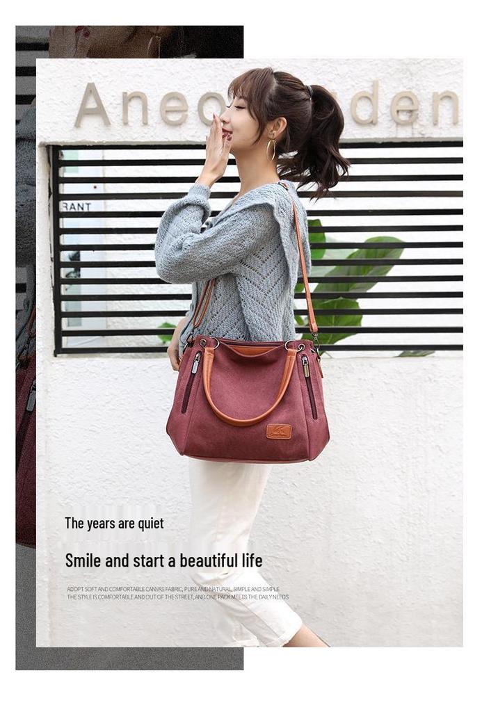Retro Canvas Women's Crossbody Handbag - Casual Solid Color Shoulder Bag for Students
