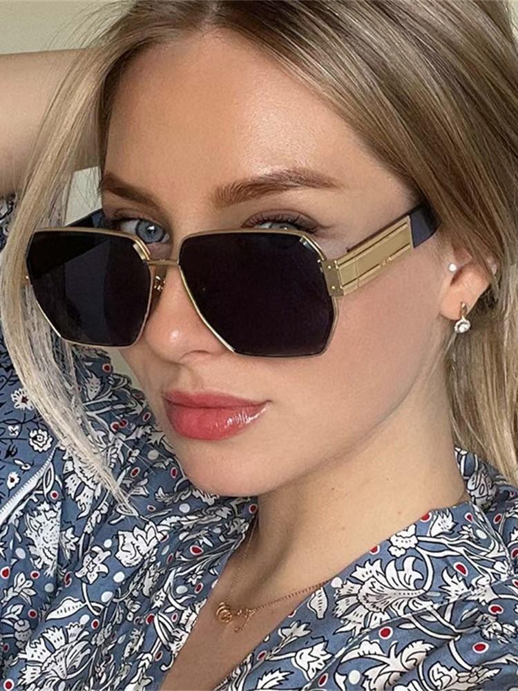 New Fashion Square Oversized Sunglasses Women Big Frame Colorful Sun Glasses Female  Unisex Black Shades