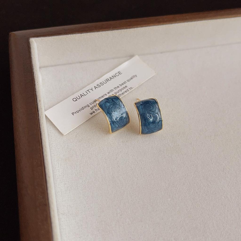 Maillard Coffee Color Amber Earrings Women's Autumn and Winter High-end Commuter Style Earrings Light Luxury Niche Design Earrings