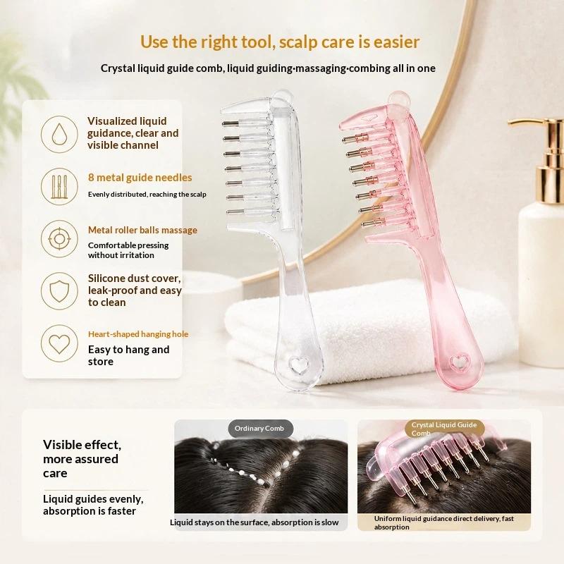 Unisex Transparent Essential Oil Massage Comb Reservoir Rolling Teeth Ergonomic Design for Comfortable Scalp Massage