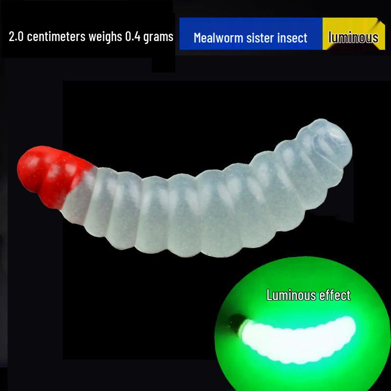 Fishing Simulation Mealworm Soft Bait for Bread, Red Worm, and Micro Fish Species.